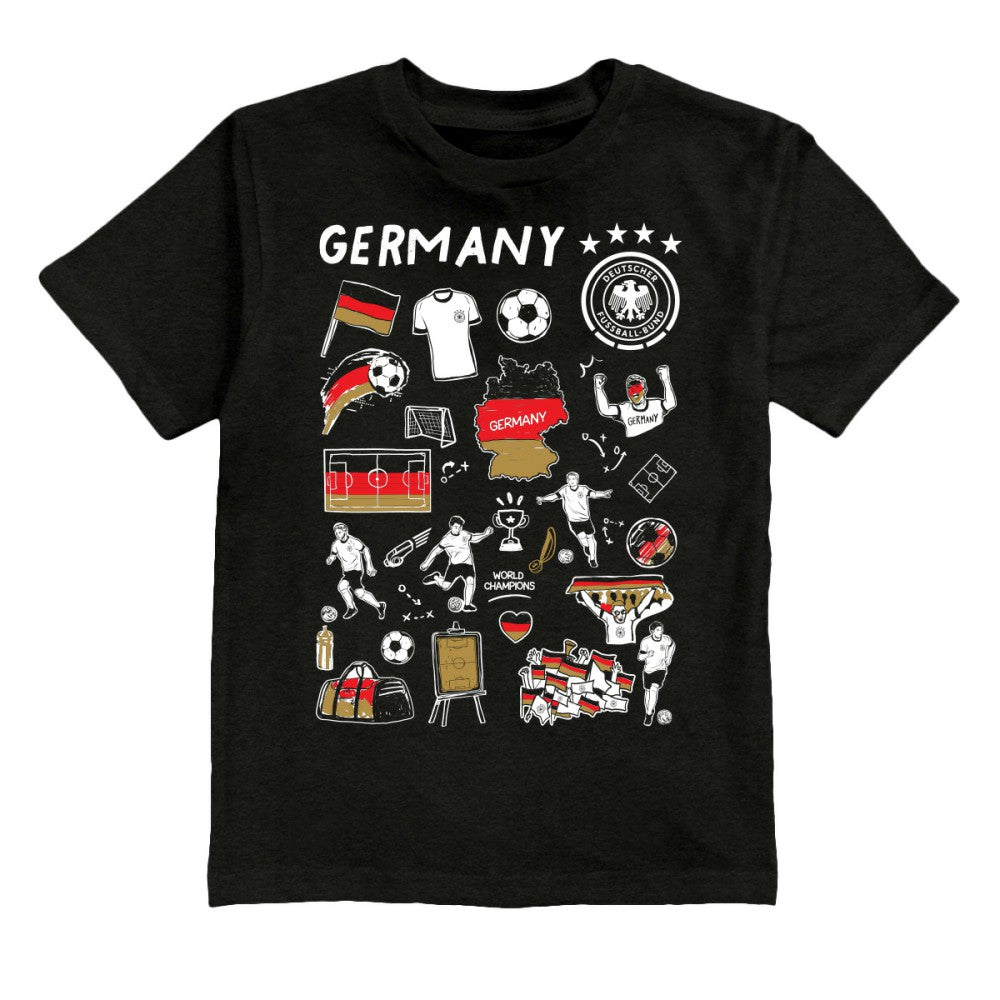 Germany National Team Vive La Fete Youth Impressions Artwork T-Shirt Black