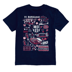 Barcelona Vive La Fete Youth Impressions Artwork T-Shirt Navy