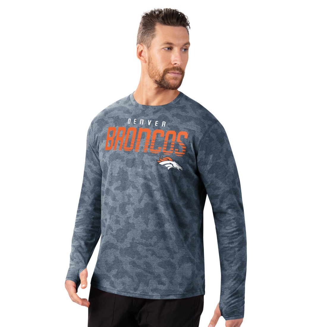 Denver Broncos MSX by Michael Strahan Performance Camo Long Sleeve T-Shirt - Navy - NFL