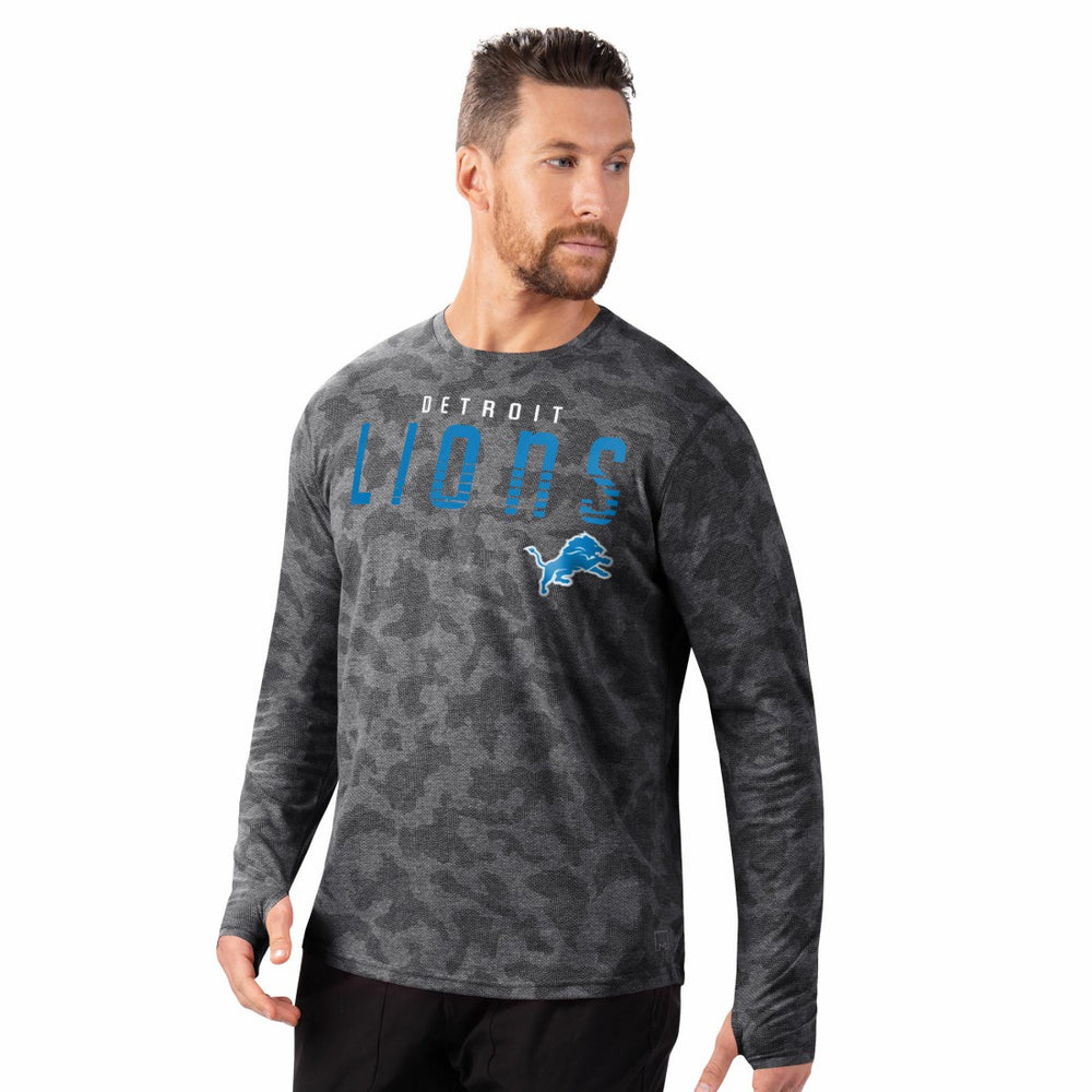 Detroit Lions MSX by Michael Strahan Performance Camo Long Sleeve T-Shirt - Black - NFL