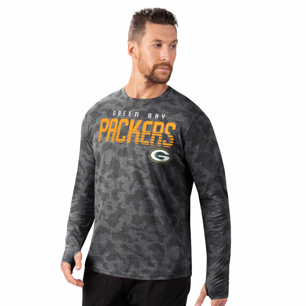 Green Bay Packers MSX by Michael Strahan Performance Camo Long Sleeve T-Shirt - Black - NFL