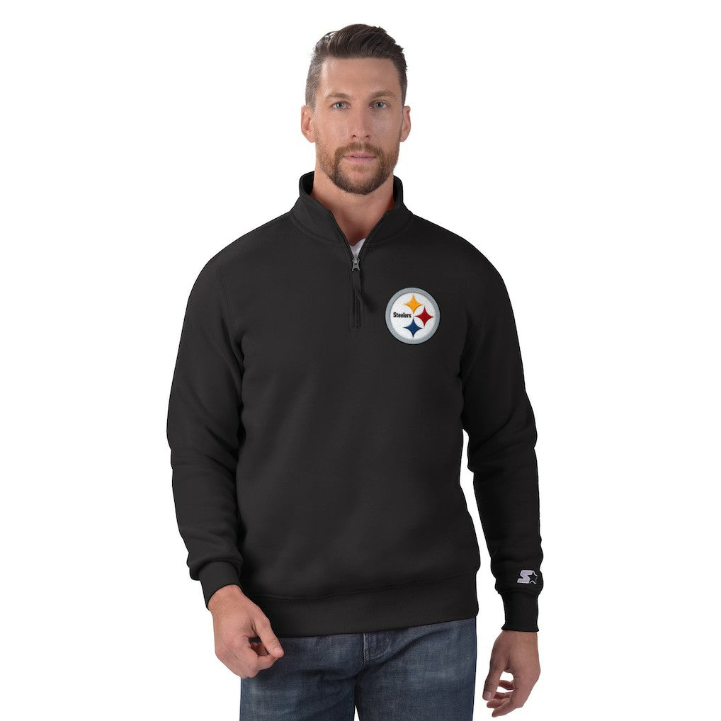 Pittsburgh Steelers Starter Classic Quarter-Zip Pullover Sweatshirt - Black - NFL