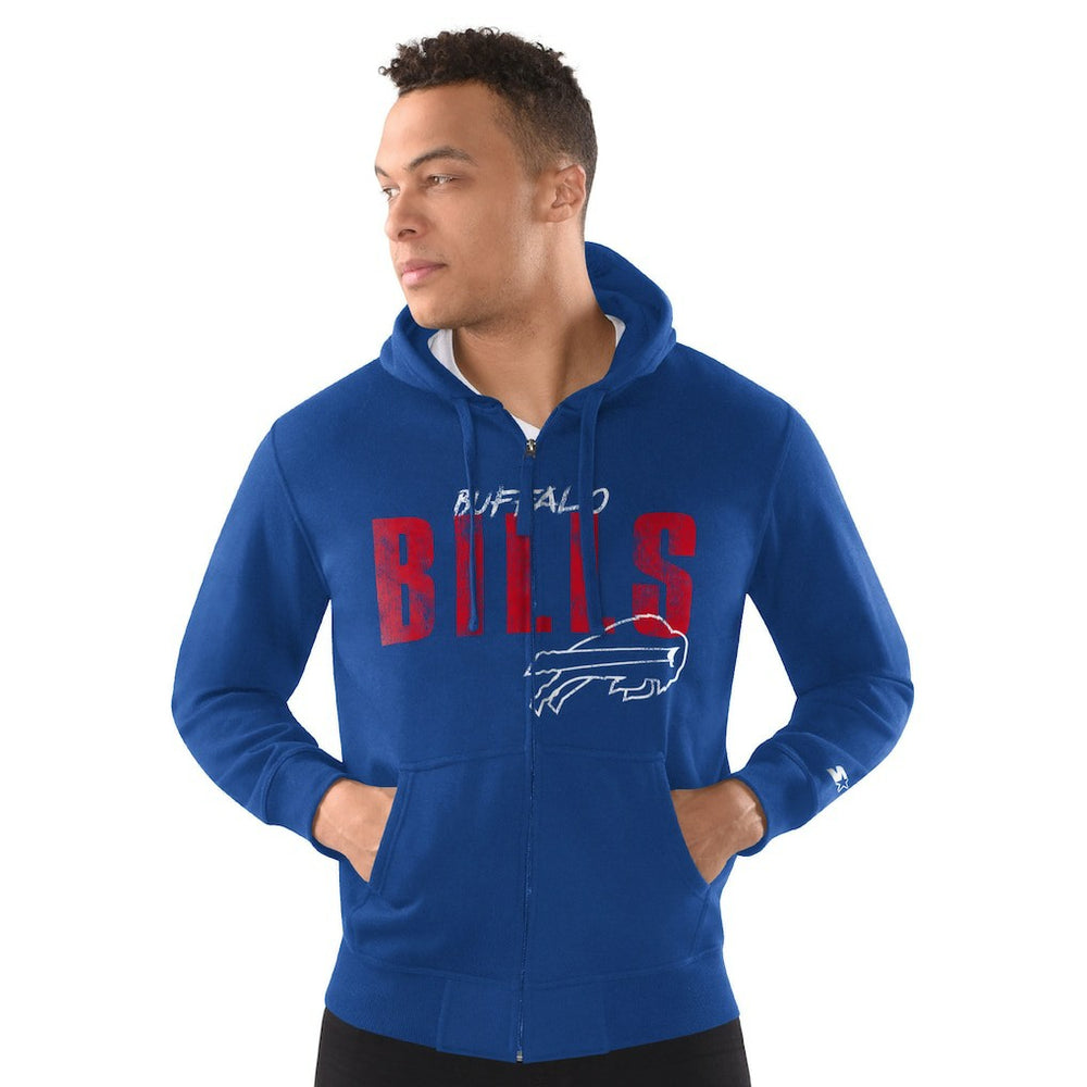 Buffalo Bills Starter Distressed Classic Full-Zip Hoodie - Royal - NFL
