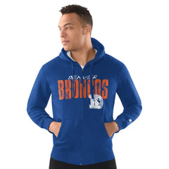 Denver Broncos Starter Distressed Classic Full-Zip Hoodie - Royal - NFL