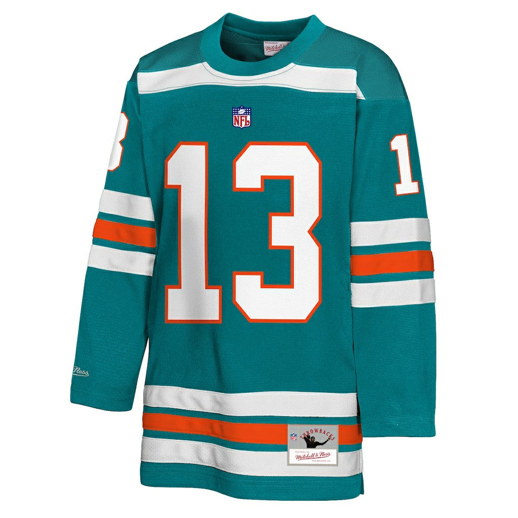 Dan Marino Miami Dolphins Youth Hockey Fashion Jersey - Aqua - Mitchell & Ness