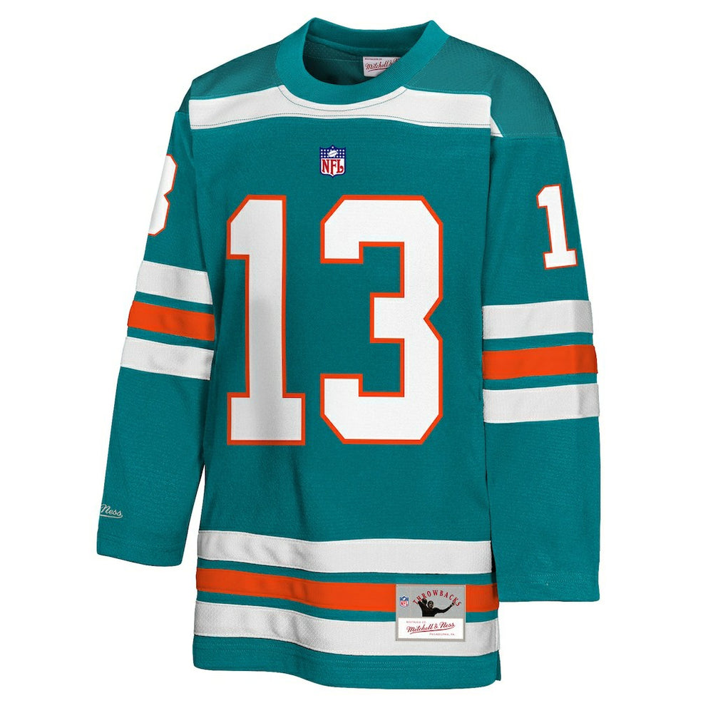 Dan Marino Miami Dolphins Youth Hockey Fashion Jersey - Aqua - Mitchell & Ness