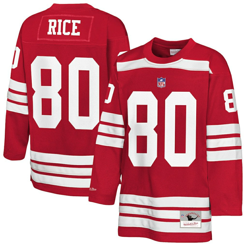 Jerry Rice San Francisco 49ers Youth Hockey Fashion Jersey - Scarlet - Mitchell & Ness