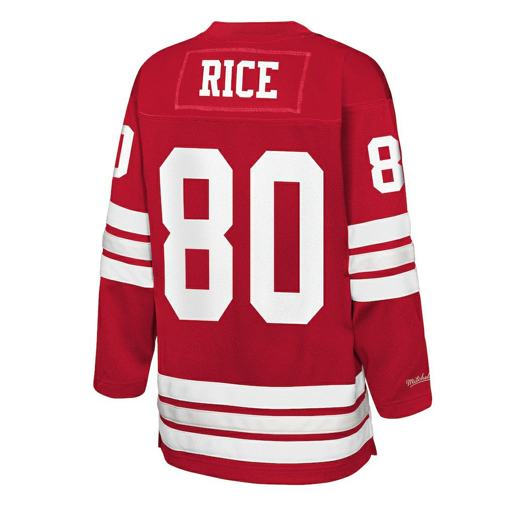 Jerry Rice San Francisco 49ers Youth Hockey Fashion Jersey - Scarlet - Mitchell & Ness