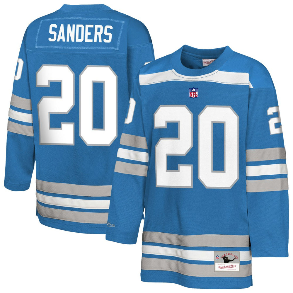 Barry Sanders Detroit Lions Youth Hockey Fashion Jersey - Blue - Mitchell & Ness