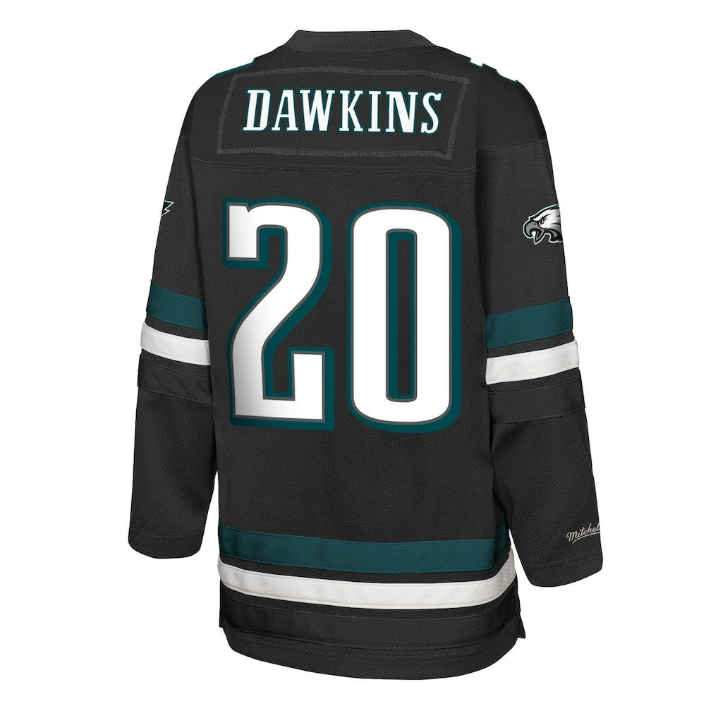 Brian Dawkins Philadelphia Eagles Youth Hockey Fashion Jersey - Black - Mitchell & Ness