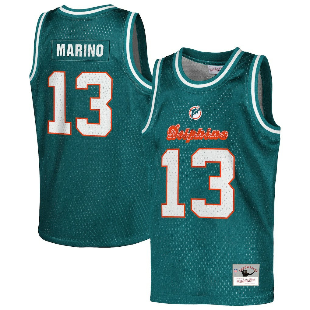 Dan Marino Miami Dolphins Youth Retired Player NFL Basketball Fashion Jersey - Aqua - Mitchell & Ness