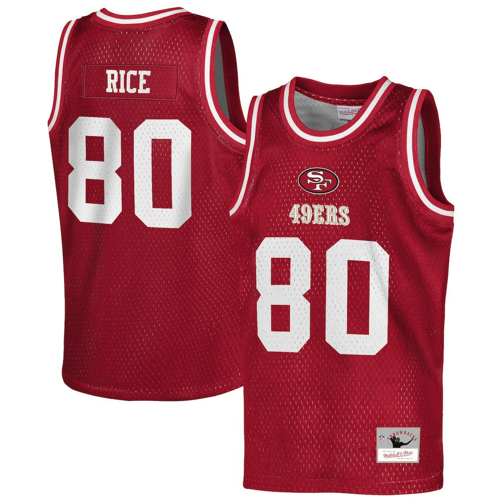 Jerry Rice San Francisco 49ers Youth Retired Player NFL Basketball Fashion Jersey - Scarlet - Mitchell & Ness