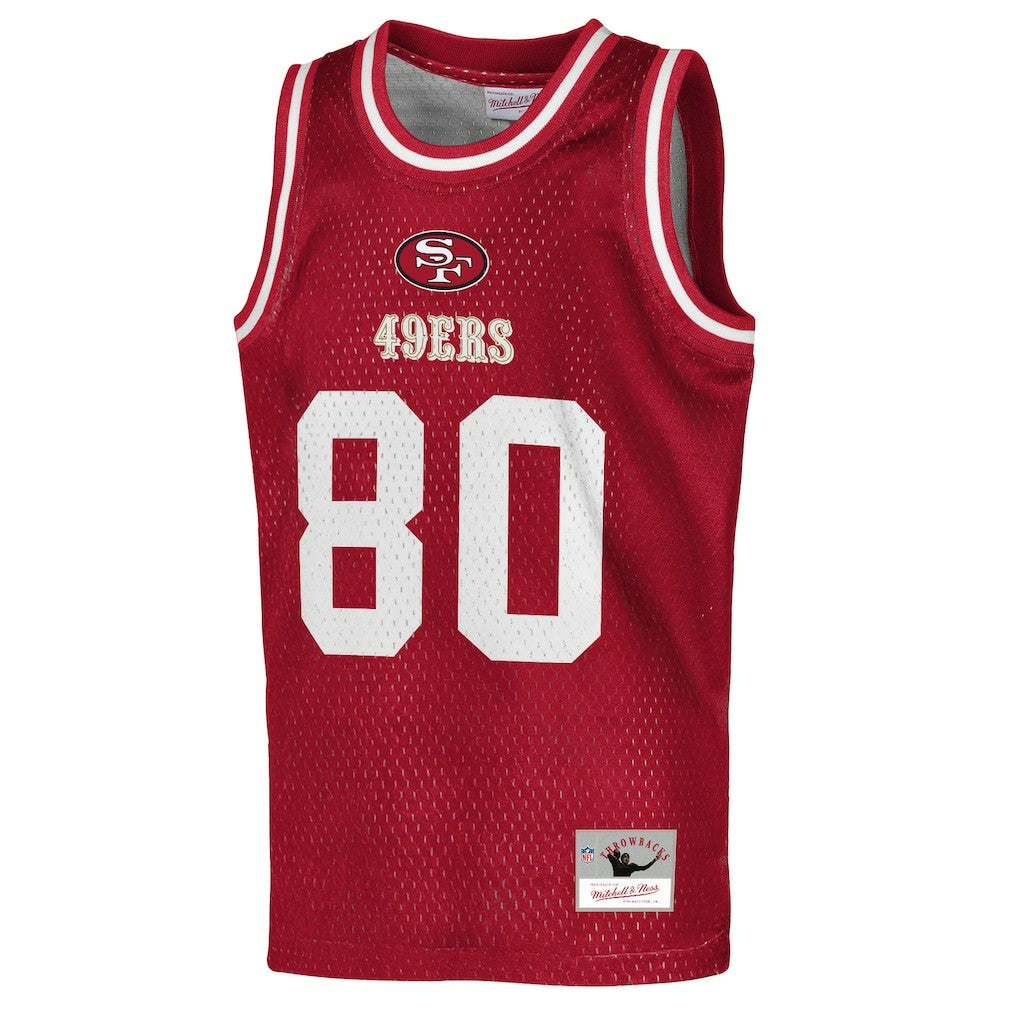 Jerry Rice San Francisco 49ers Youth Retired Player NFL Basketball Fashion Jersey - Scarlet - Mitchell & Ness