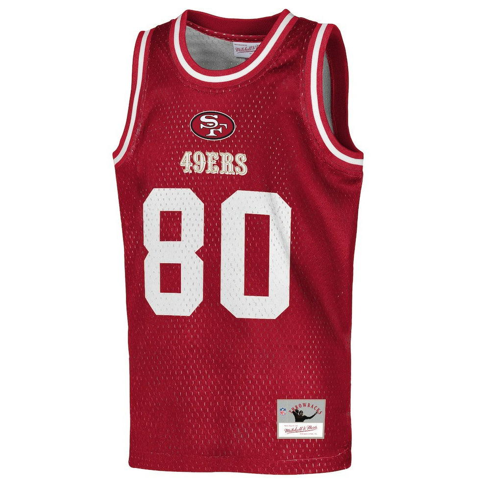 Jerry Rice San Francisco 49ers Youth Retired Player NFL Basketball Fashion Jersey - Scarlet - Mitchell & Ness