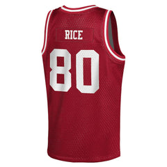 Jerry Rice San Francisco 49ers Youth Retired Player NFL Basketball Fashion Jersey - Scarlet - Mitchell & Ness