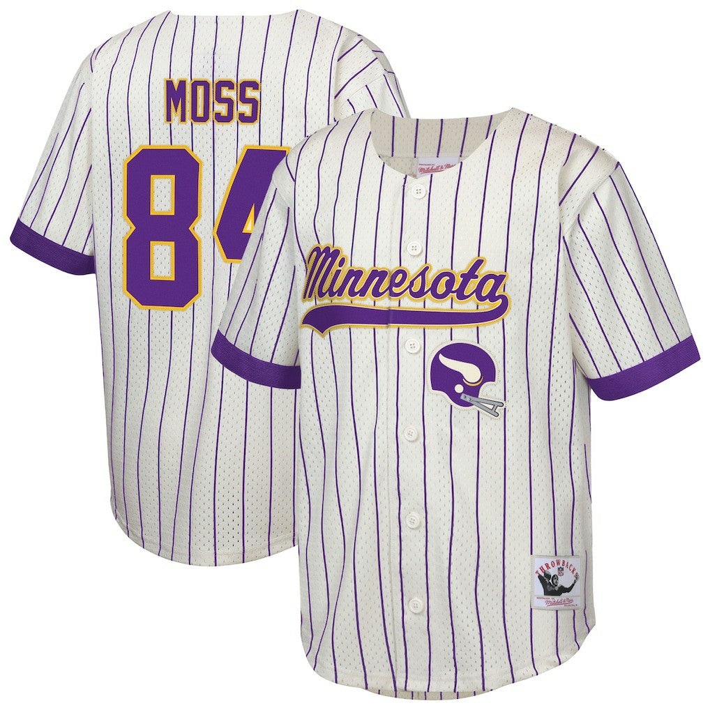 Randy Moss Minnesota Vikings Youth Retired Player Name & Number Baseball Jersey - Cream - Mitchell & Ness