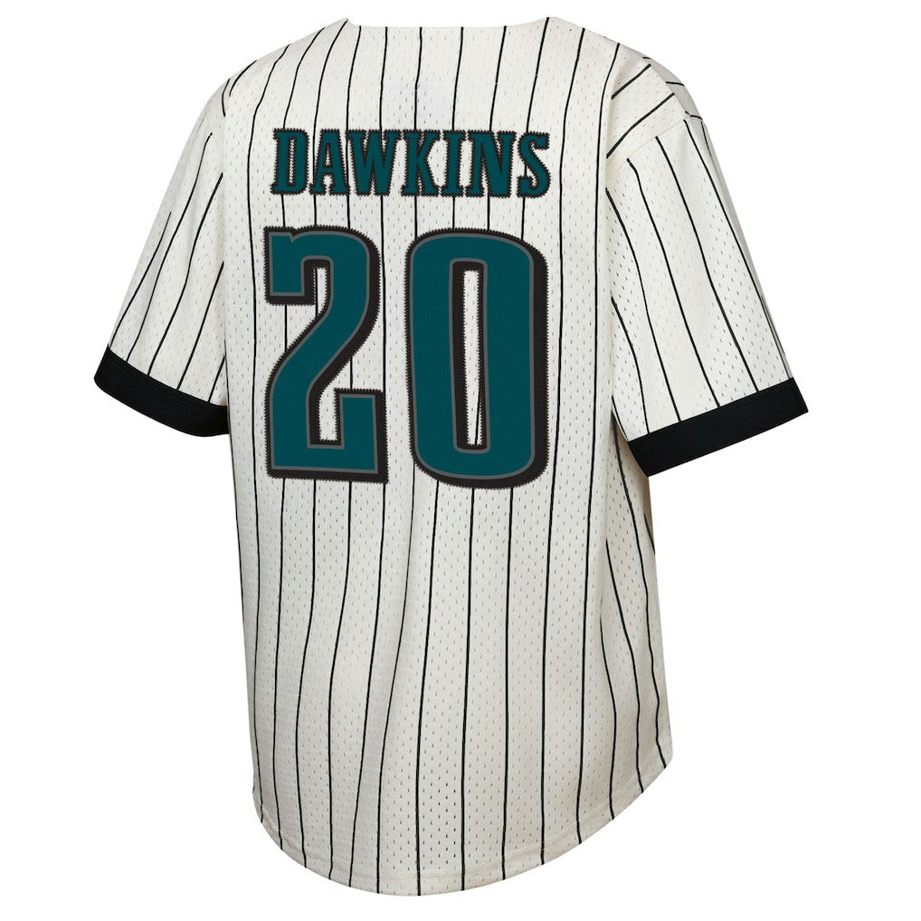 Brian Dawkins Philadelphia Eagles Youth Retired Player Name & Number Baseball Jersey - Cream - Mitchell & Ness