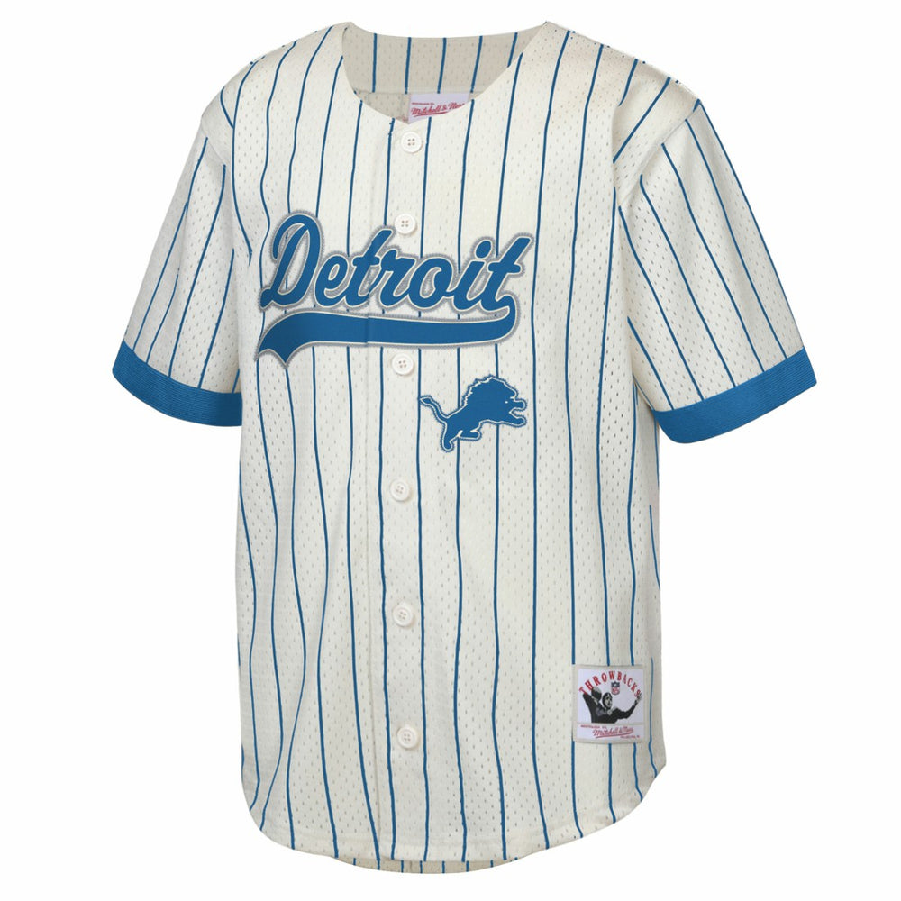 Barry Sanders Detroit Lions Youth Retired Player Name & Number Baseball Jersey - Cream - Mitchell & Ness