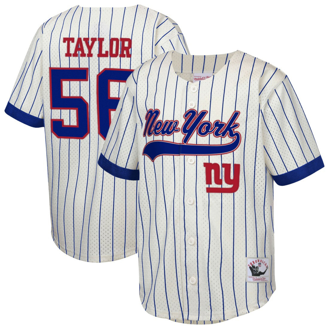 Lawrence Taylor New York Giants Youth Retired Player Name & Number Baseball Jersey - Cream - Mitchell & Ness