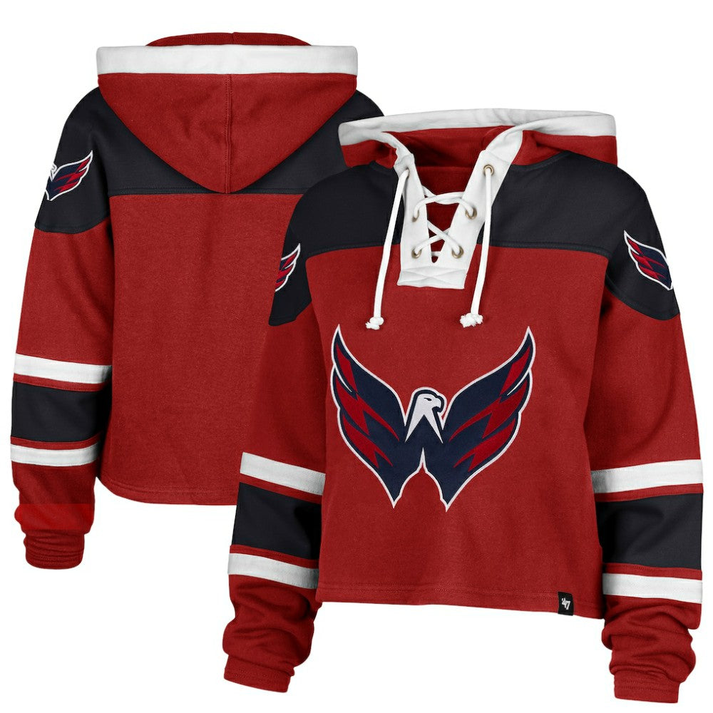 Washington Capitals '47 Women's Cropped Lacer Hoodie - Red | 47 brand on sale