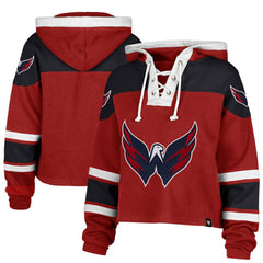 Washington Capitals '47 Women's Cropped Lacer Hoodie - Red | 47 brand on sale