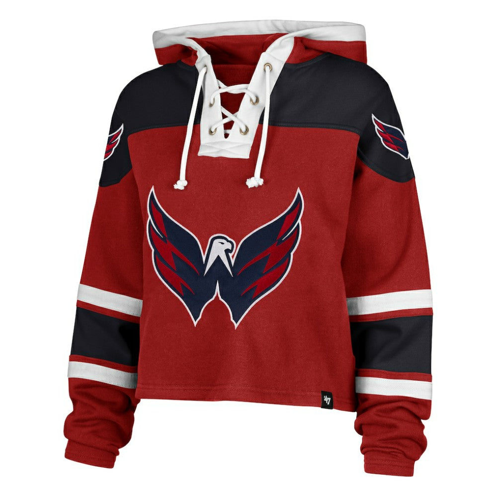 Washington Capitals '47 Women's Cropped Lacer Hoodie - Red | 47 brand on sale