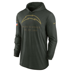 Los Angeles Chargers 2025 Salute to Service Sideline Dri-FIT Lightweight Hooded Pullover - Forest Green - Nike