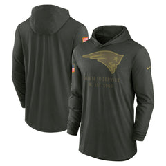New England Patriots 2025 Salute to Service Sideline Dri-FIT Lightweight Hooded Pullover - Forest Green - Nike