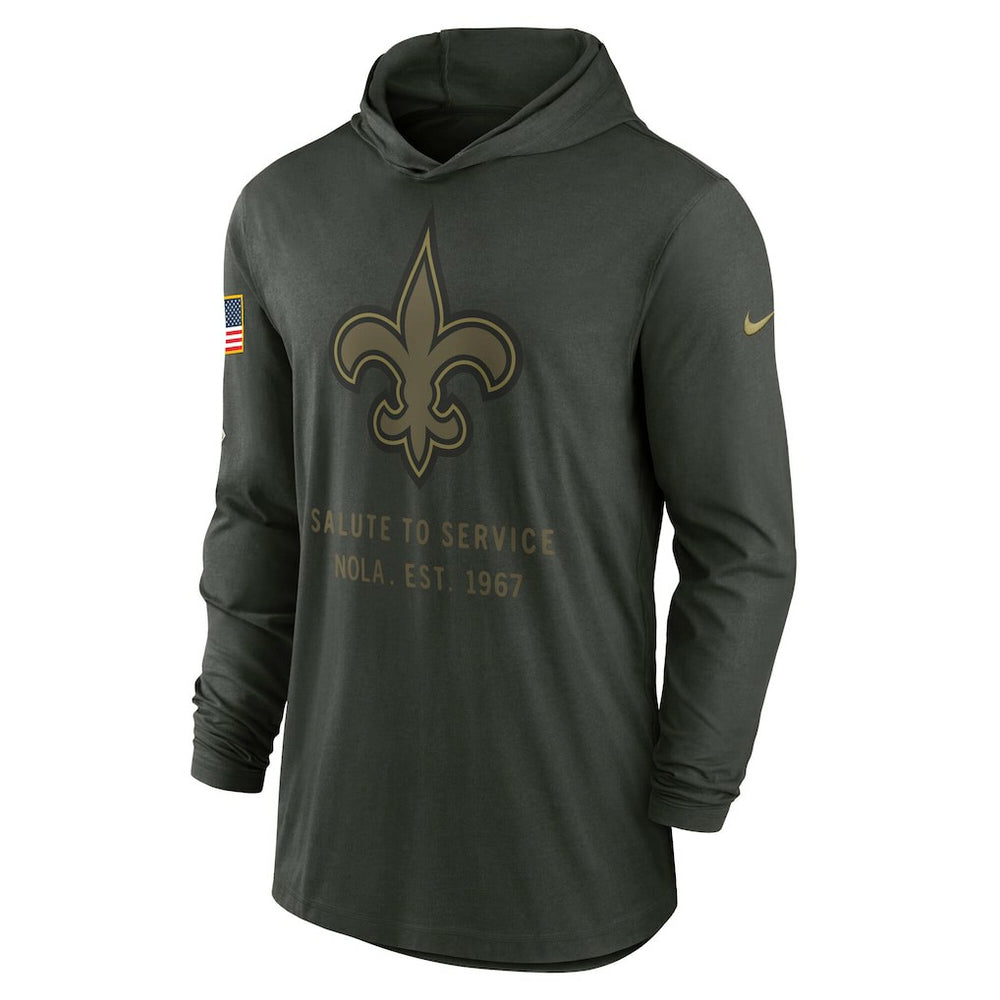 New Orleans Saints 2025 Salute to Service Sideline Dri-FIT Lightweight Hooded Pullover - Forest Green - Nike
