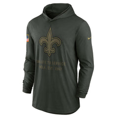 New Orleans Saints 2025 Salute to Service Sideline Dri-FIT Lightweight Hooded Pullover - Forest Green - Nike