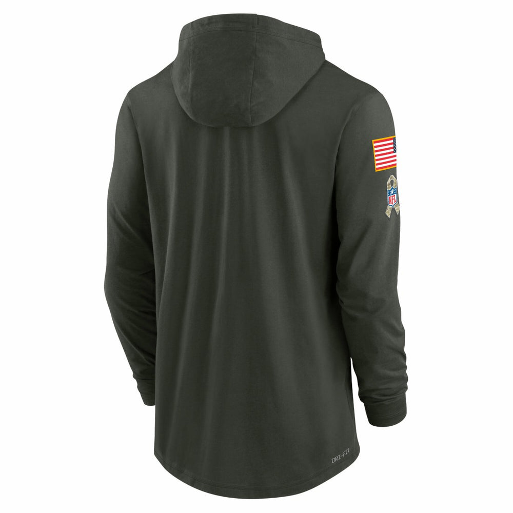 New York Jets 2025 Salute to Service Sideline Dri-FIT Lightweight Hooded Pullover - Forest Green - Nike