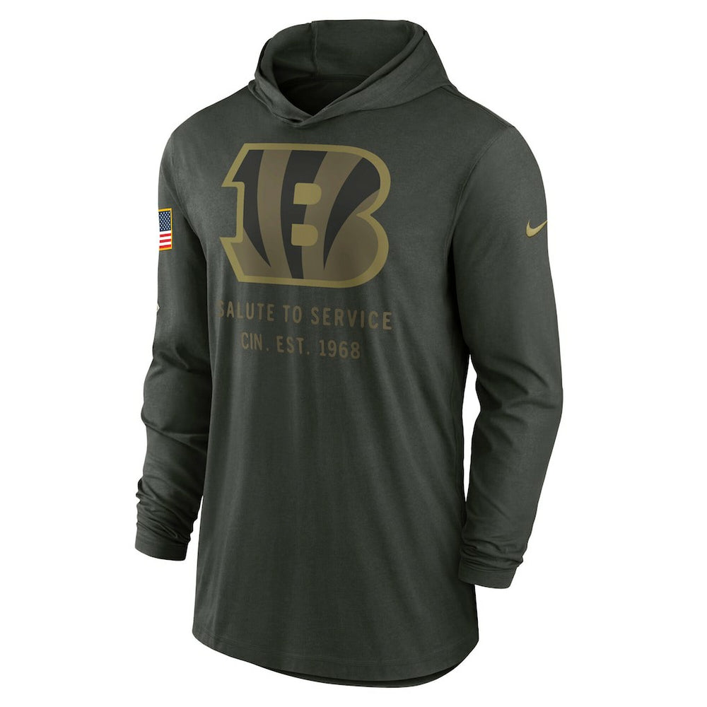 Cincinnati Bengals 2025 Salute to Service Sideline Dri-FIT Lightweight Hooded Pullover - Forest Green - Nike