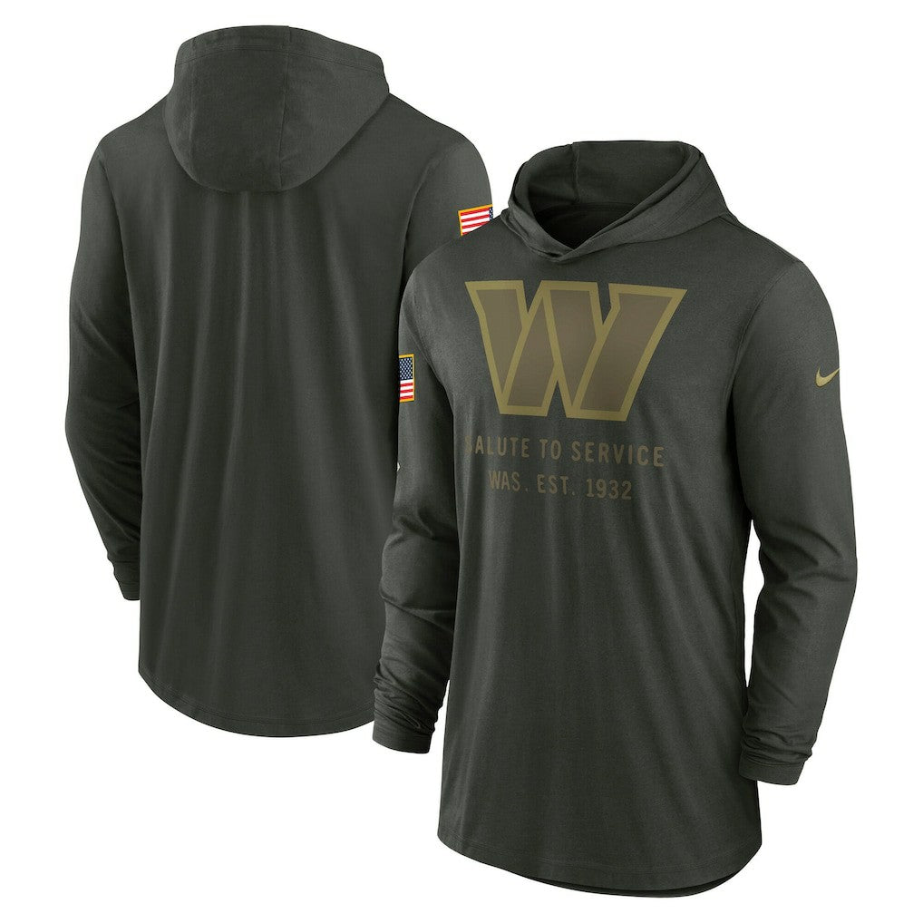 Washington Commanders 2025 Salute to Service Sideline Dri-FIT Lightweight Hooded Pullover - Forest Green - Nike