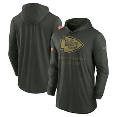 Kansas City Chiefs 2025 Salute to Service Sideline Dri-FIT Lightweight Hooded Pullover - Forest Green - Nike