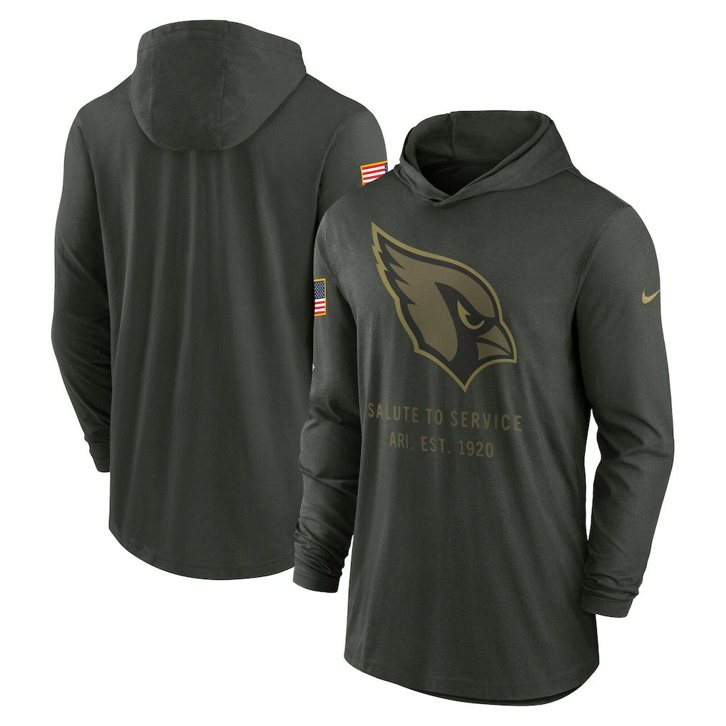 Arizona Cardinals 2025 Salute to Service Sideline Dri-FIT Lightweight Hooded Pullover - Forest Green - Nike