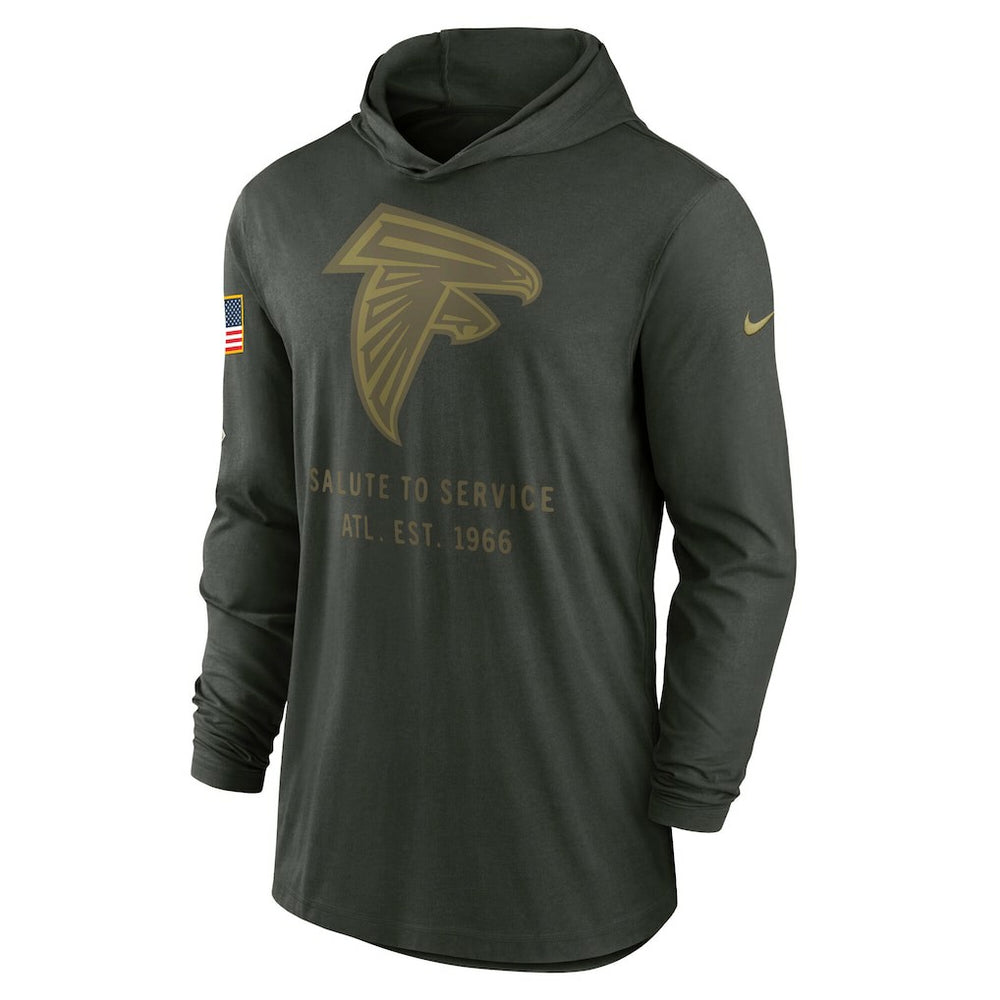 Atlanta Falcons 2025 Salute to Service Sideline Dri-FIT Lightweight Hooded Pullover - Forest Green - Nike