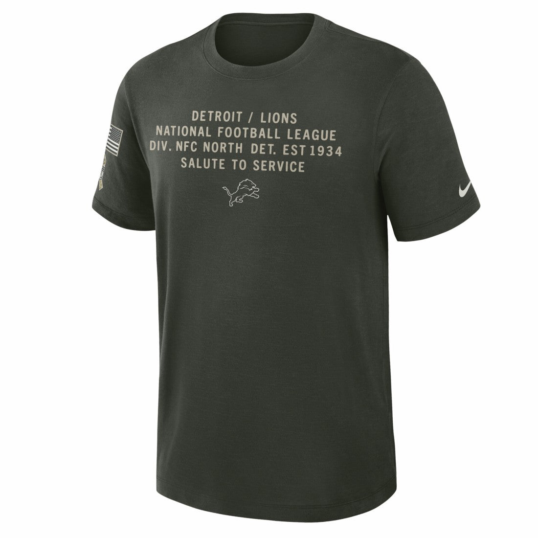 Detroit Lions 2025 Salute to Service Sideline Slub Dri-FIT T-Shirt - Dark Green - Nike