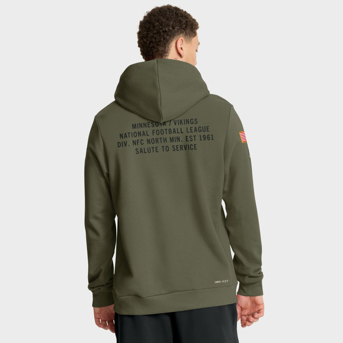 Minnesota Vikings 2025 Salute to Service Sideline Standard Issue Dri-FIT Hoodie - Olive - Nike