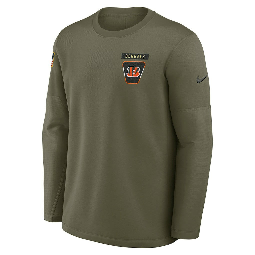 Cincinnati Bengals 2025 Salute to Service Sideline Coaches Therma-FIT Long Sleeve Shirt - Olive - Nike