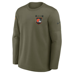 Cleveland Browns 2025 Salute to Service Sideline Coaches Therma-FIT Long Sleeve Shirt - Olive - Nike
