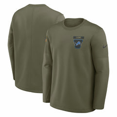 Detroit Lions 2025 Salute to Service Sideline Coaches Therma-FIT Long Sleeve Shirt - Olive - Nike