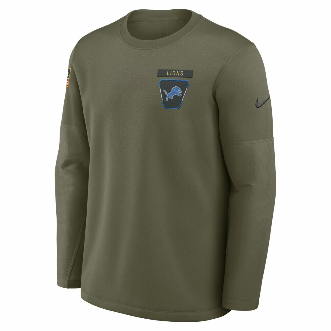 Detroit Lions 2025 Salute to Service Sideline Coaches Therma-FIT Long Sleeve Shirt - Olive - Nike