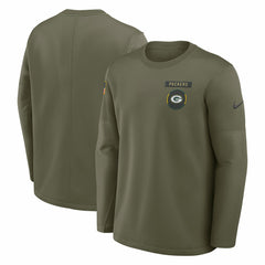 Green Bay Packers 2025 Salute to Service Sideline Coaches Therma-FIT Long Sleeve Shirt - Olive - Nike
