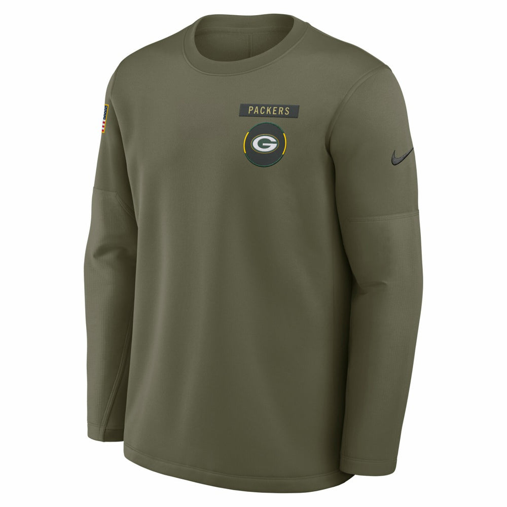 Green Bay Packers 2025 Salute to Service Sideline Coaches Therma-FIT Long Sleeve Shirt - Olive - Nike