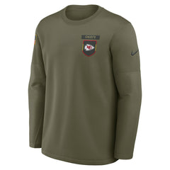 Kansas City Chiefs 2025 Salute to Service Sideline Coaches Therma-FIT Long Sleeve Shirt - Olive - Nike