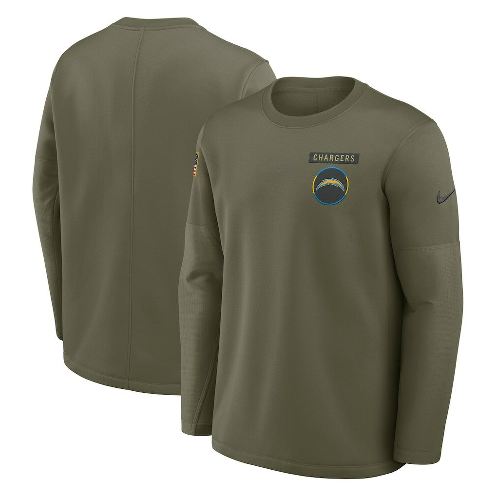 Los Angeles Chargers 2025 Salute to Service Sideline Coaches Therma-FIT Long Sleeve Shirt - Olive - Nike