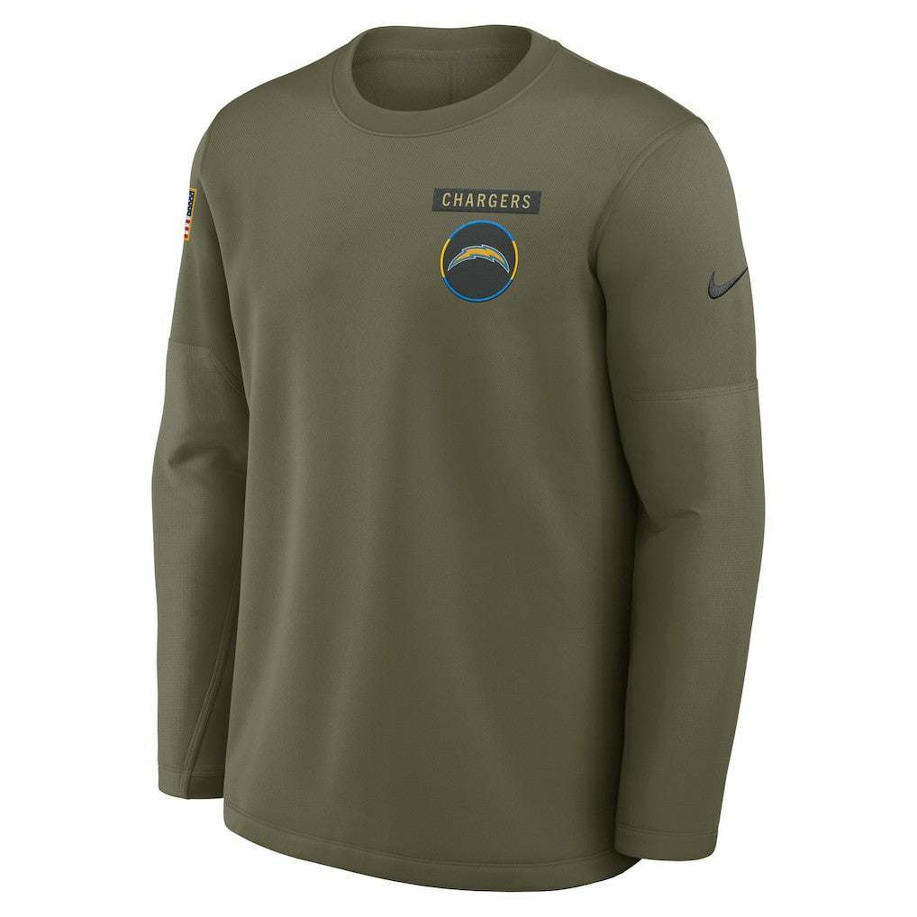 Los Angeles Chargers 2025 Salute to Service Sideline Coaches Therma-FIT Long Sleeve Shirt - Olive - Nike