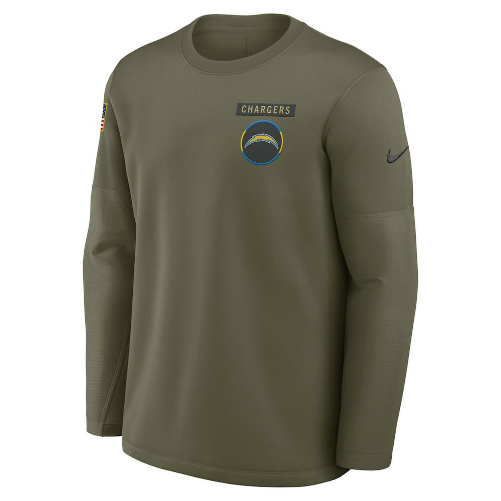 Los Angeles Chargers 2025 Salute to Service Sideline Coaches Therma-FIT Long Sleeve Shirt - Olive - Nike
