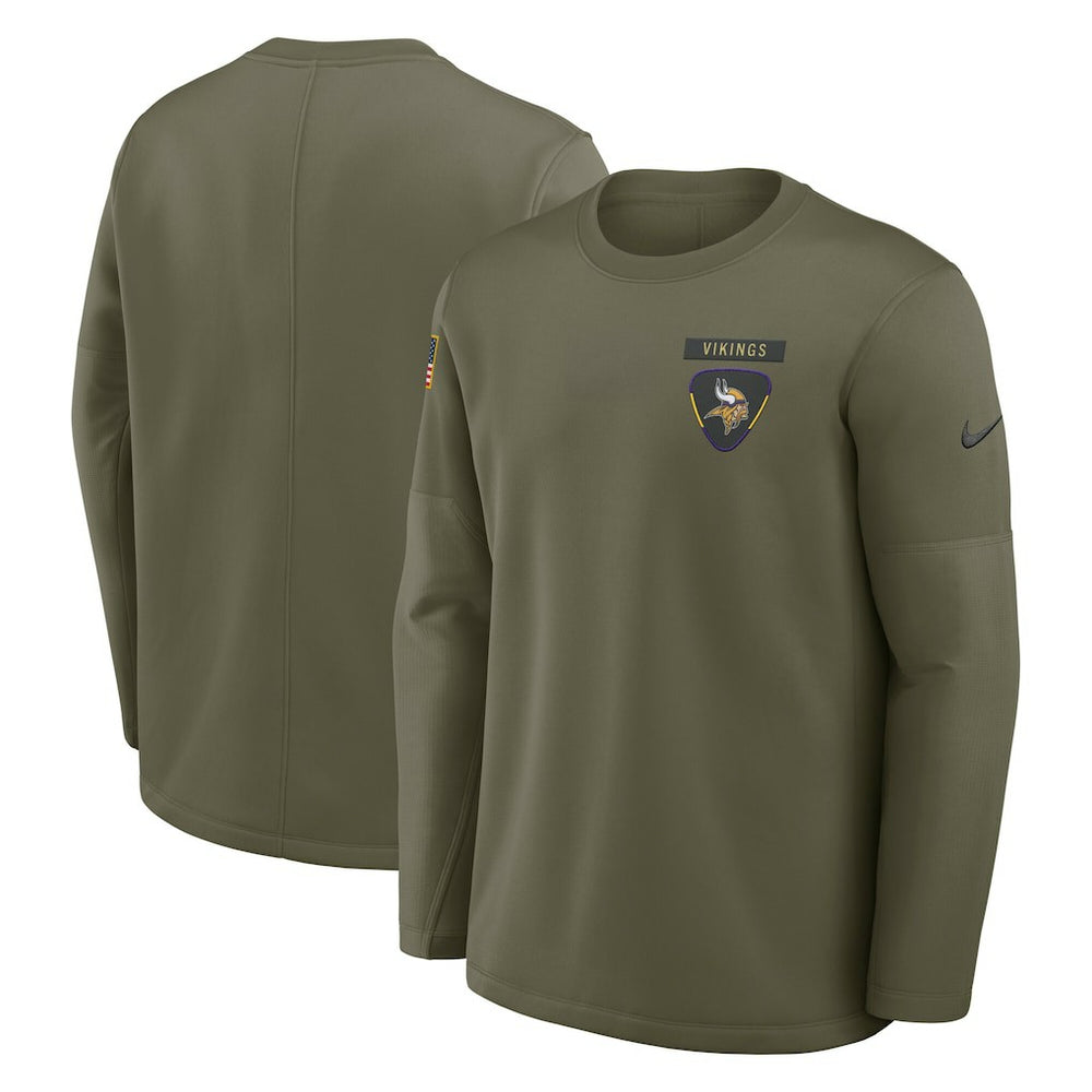 Minnesota Vikings 2025 Salute to Service Sideline Coaches Therma-FIT Long Sleeve Shirt - Olive - Nike