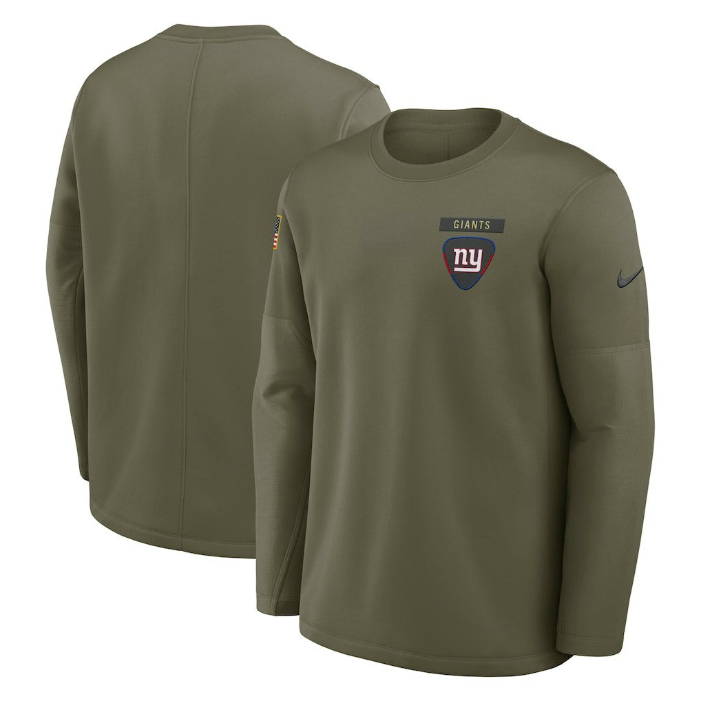 New York Giants 2025 Salute to Service Sideline Coaches Therma-FIT Long Sleeve Shirt - Olive - Nike